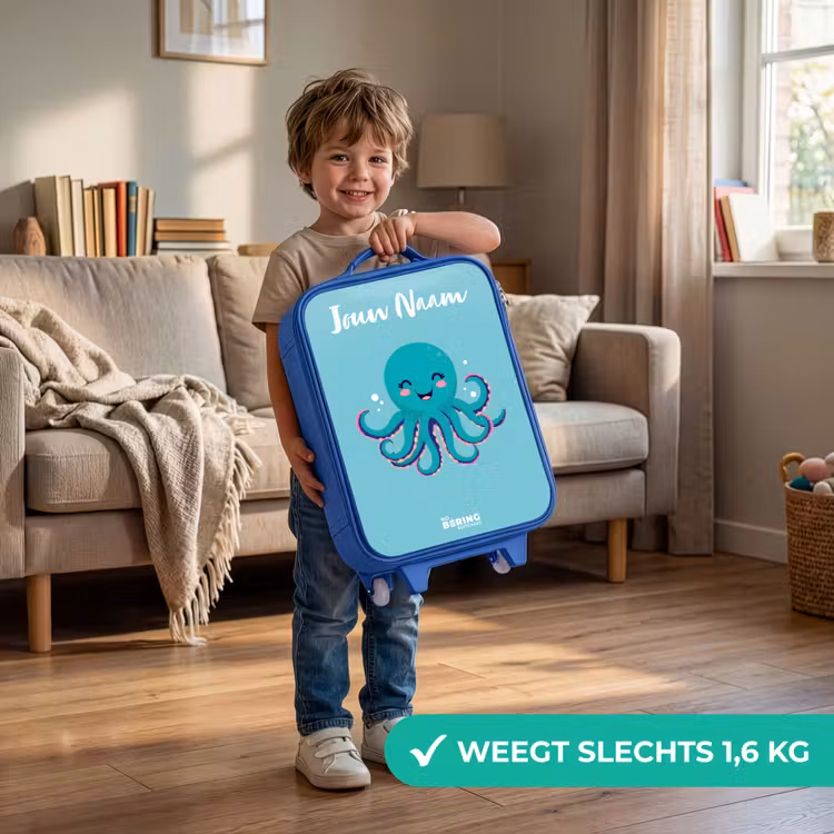 Kinderkoffer met naam - Blauw - Octopus - Water - Blauw — 2
