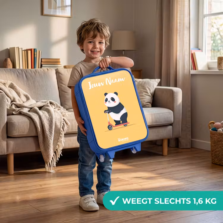 Kinderkoffer met naam - Blauw - Panda - Step - Geel — 2
