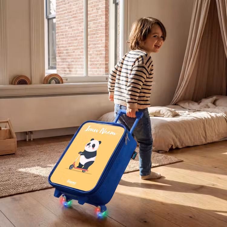 Kinderkoffer met naam - Blauw - Panda - Step - Geel — 3