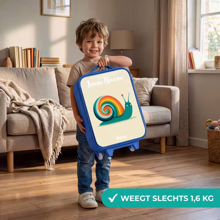Kinderkoffer met naam - Blauw - Slak - Regenboog - Kleurrijk — 2