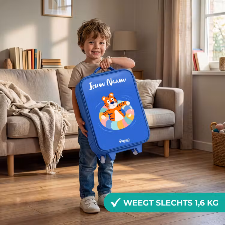 Kinderkoffer met naam - Blauw - Tijger - Zwemband - Water — 2