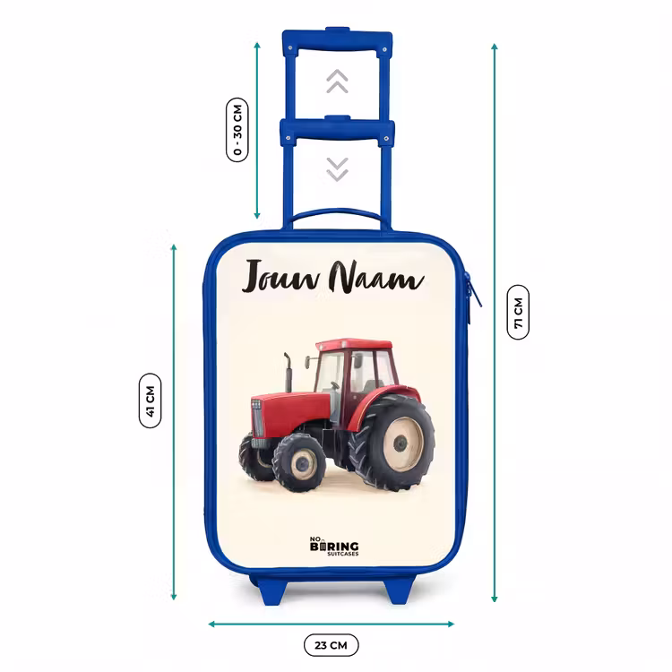 Kinderkoffer met naam - Blauw - Tractor - Getekend - Rood — 6