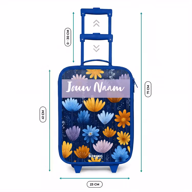Kinderkoffer met naam - Blauw - Bloemen - Patroon - Blauw — 6