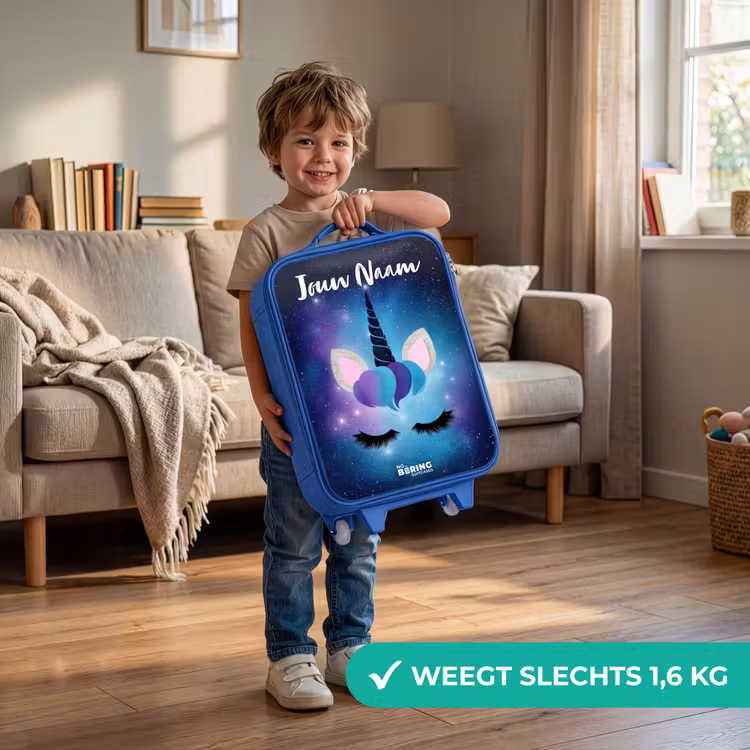 Kinderkoffer met naam - Blauw - Eenhoorn - Sterren - Blauw — 2