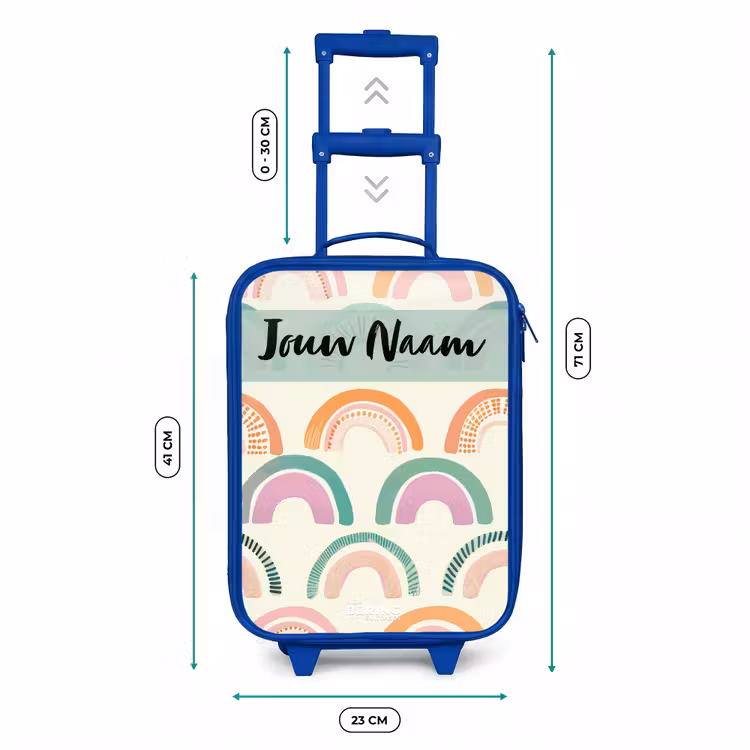 Kinderkoffer met naam - Blauw - Regenboog - Pastel - Patroon — 6