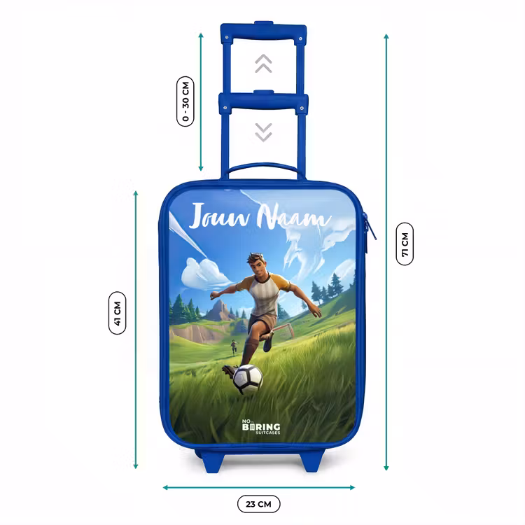 Kinderkoffer met naam - Blauw - Voetballer - Gras - Goal - Kleurrijk — 6