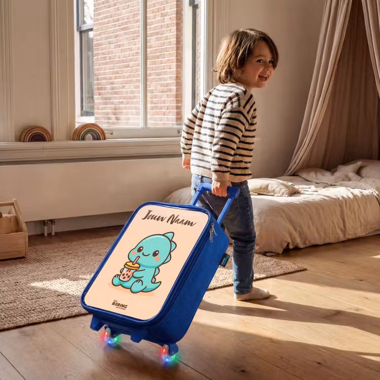 Kinderkoffer met naam - Blauw - Kawai - Dino - Bubbletea — 3