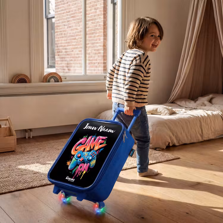 Kinderkoffer met naam - Blauw - Controller - Game - Graffiti - Tekst — 3