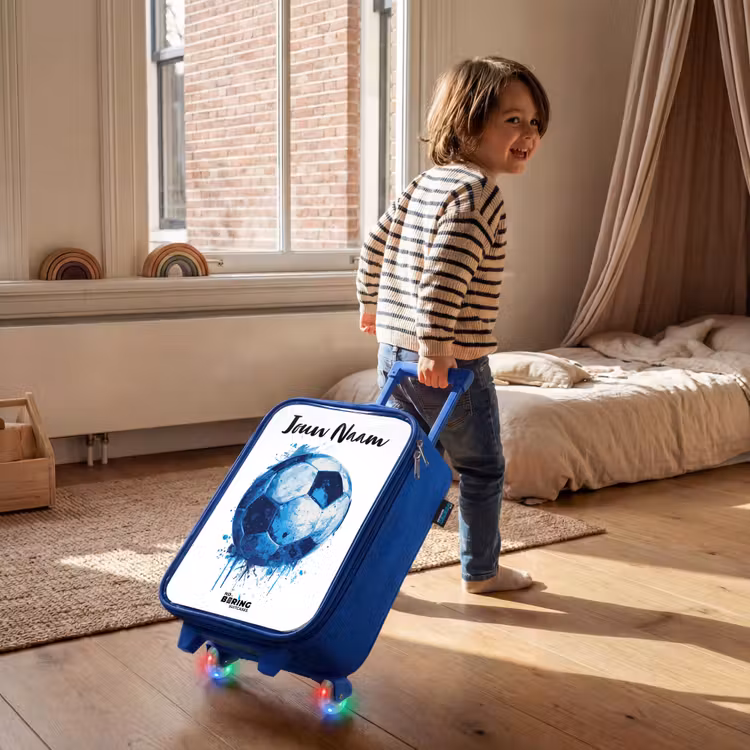Kinderkoffer met naam - Blauw - Voetbalvibes - Inktspatten - Blauw — 3