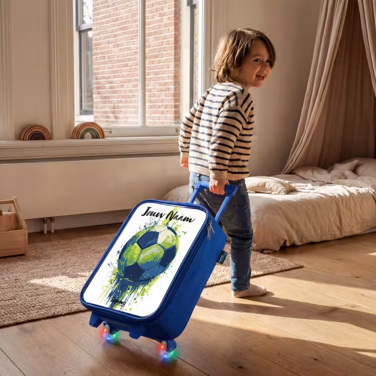 Kinderkoffer met naam - Blauw - Voetbalvibes - Verf - Groen - Blauw — 3