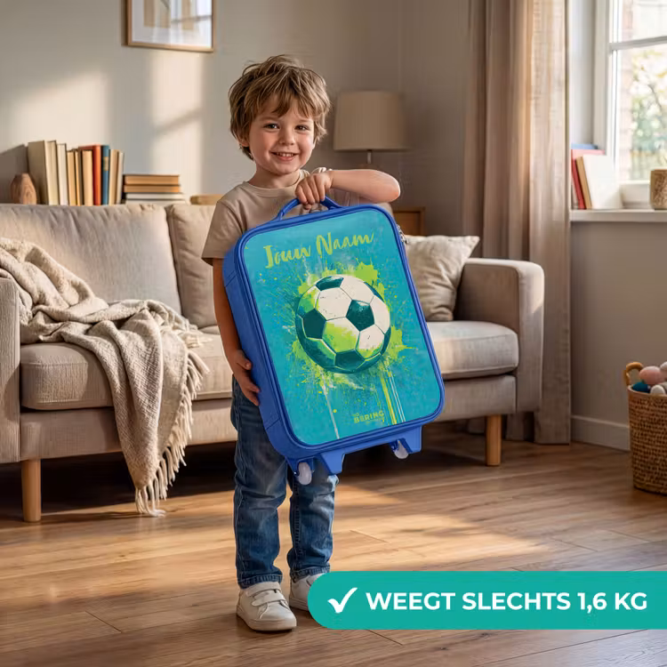Kinderkoffer met naam - Blauw - Voetbalvibes - Verfspatten - Groen - Blauw — 2