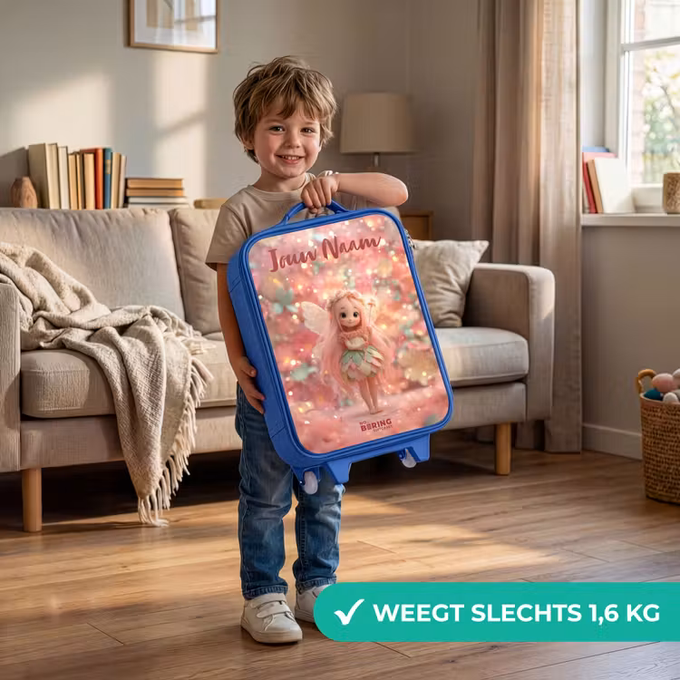 Kinderkoffer met naam - Blauw - Bloemenfee in roze sprookjeswereld — 2
