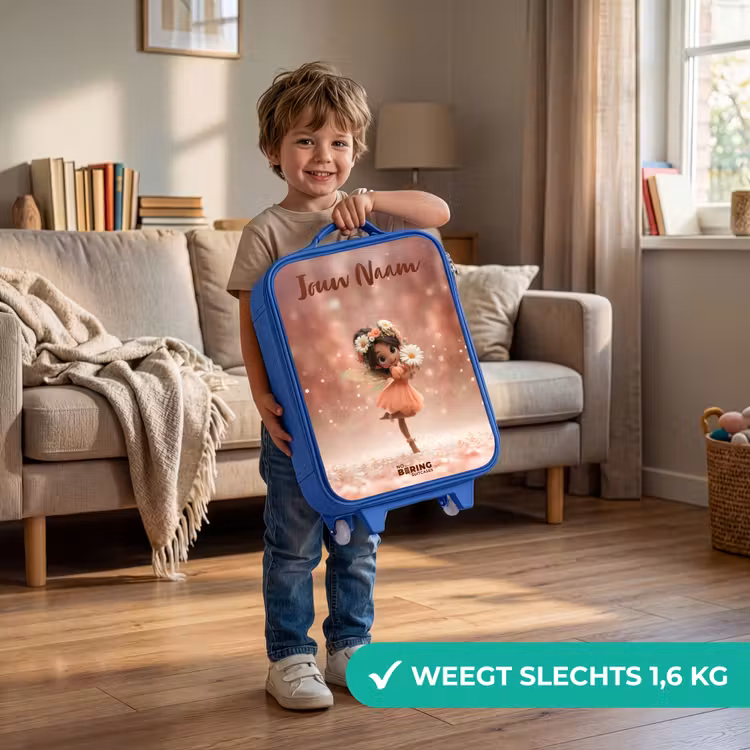 Kinderkoffer met naam - Blauw - Fee met madeliefjes — 2