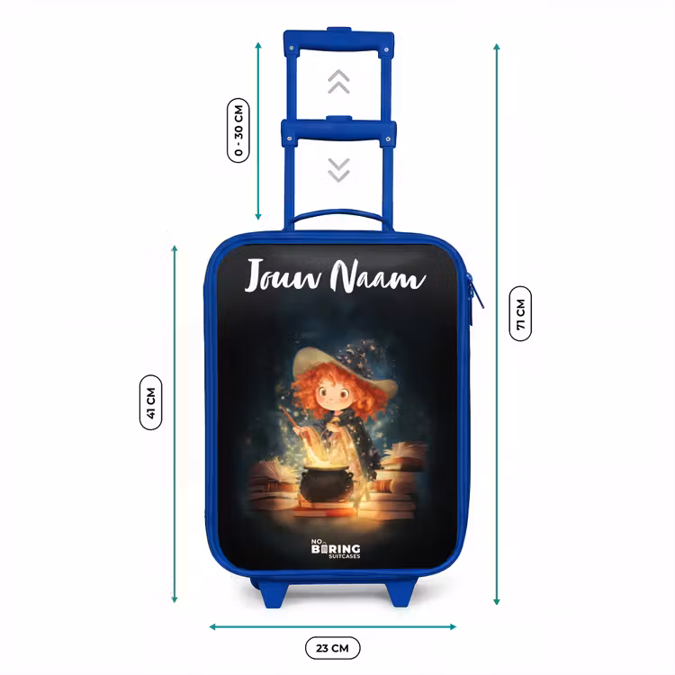 Kinderkoffer met naam - Blauw - Heks met Sprankelende Toverdrank — 6