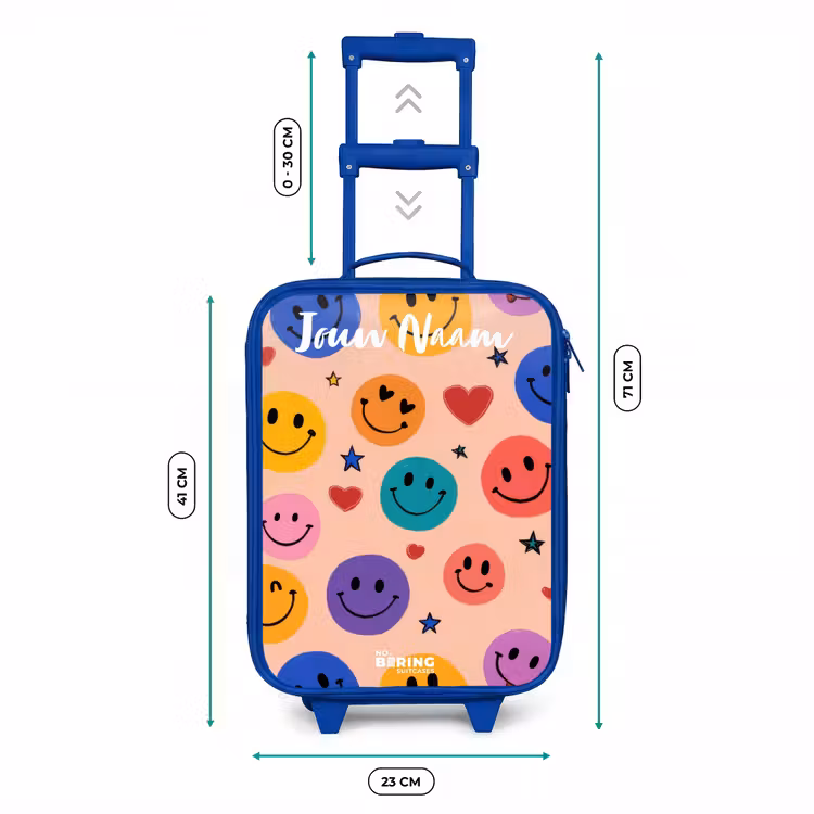Kinderkoffer met naam - Blauw - Vrolijk Smiley-patroon — 6