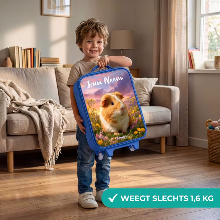 Kinderkoffer met naam - Blauw - Cavia - Natuur - Dier — 2