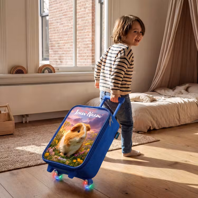 Kinderkoffer met naam - Blauw - Cavia - Natuur - Dier — 3
