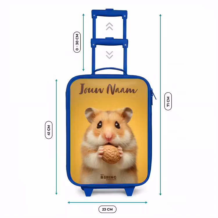 Kinderkoffer met naam - Blauw - Hamster - Walnoot - Dier — 6