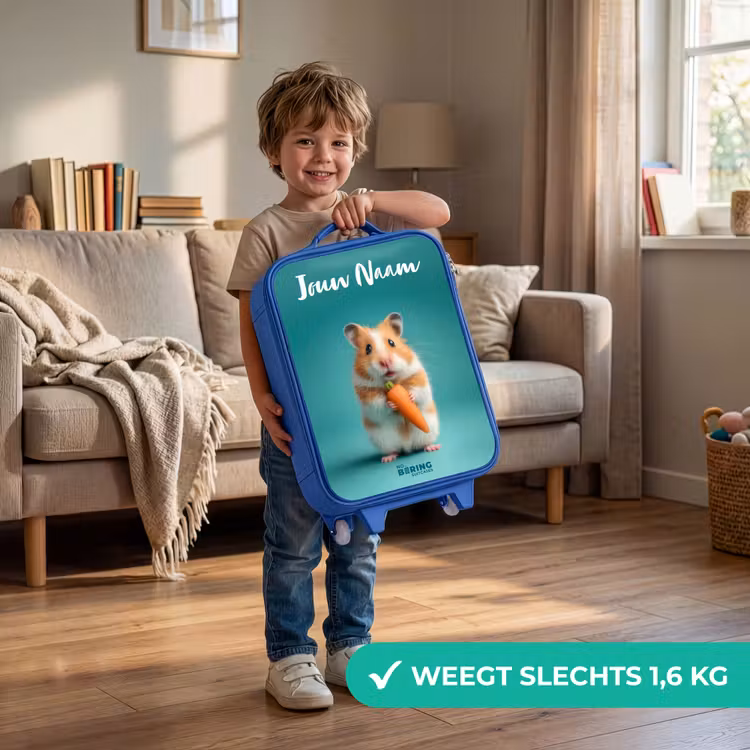 Kinderkoffer met naam - Blauw - Hamster - Wortel - Dier — 2