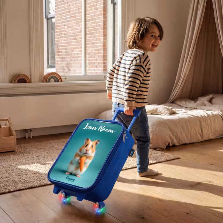 Kinderkoffer met naam - Blauw - Hamster - Wortel - Dier — 3