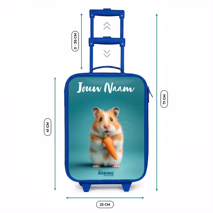 Kinderkoffer met naam - Blauw - Hamster - Wortel - Dier — 6
