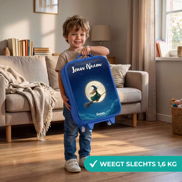 Kinderkoffer met naam - Blauw - Heks in Maanlichtvlucht — 2