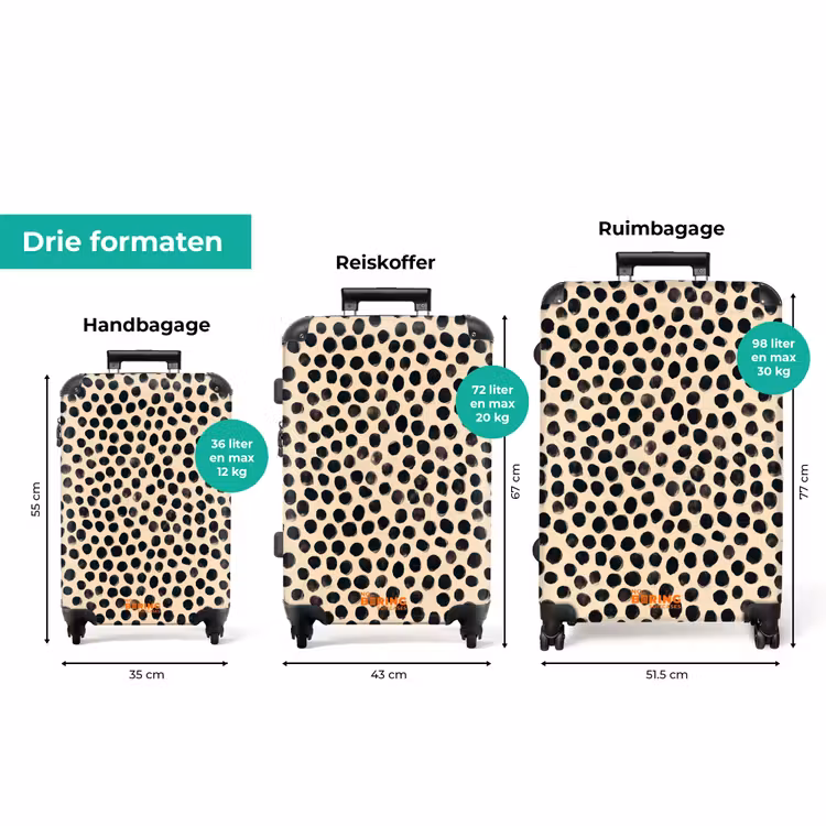 Koffer - Stippen - Patroon - Zwart — 8