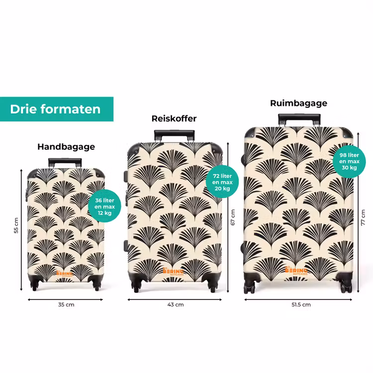 Koffer - Waaiers - Botanisch - Zwart - Beige — 8