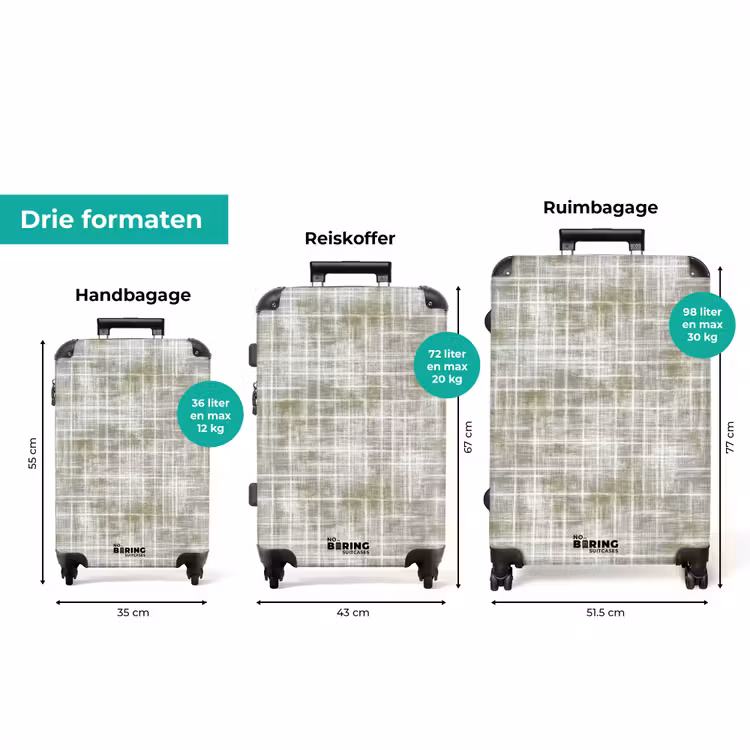 Koffer - Linnen - Patroon - Groen — 8