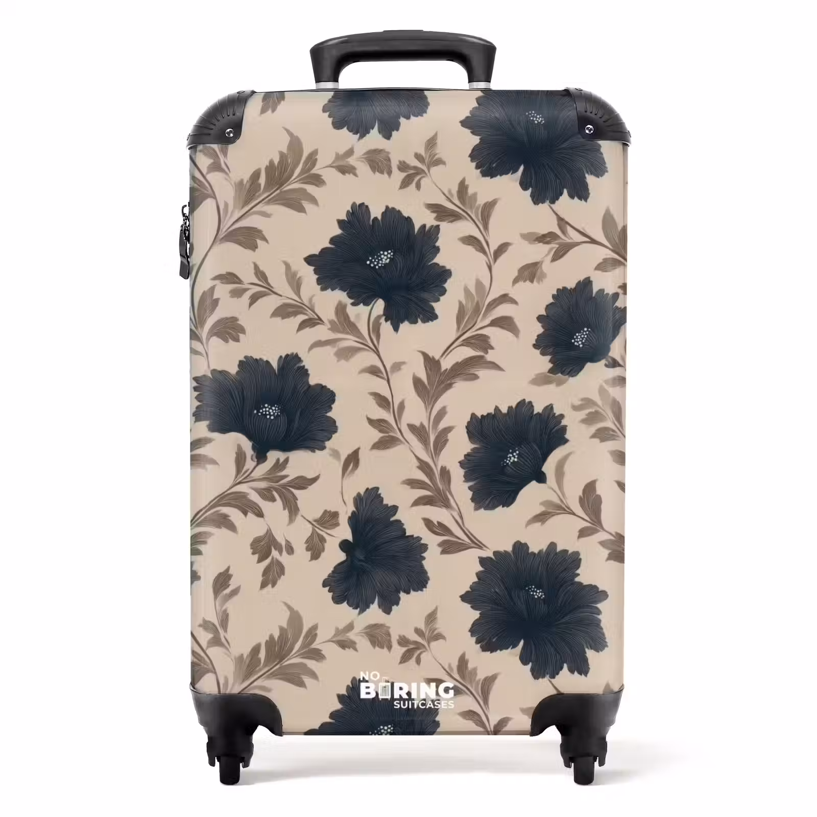 Koffer - Motief - Bloemen - Zwart - Beige — 1