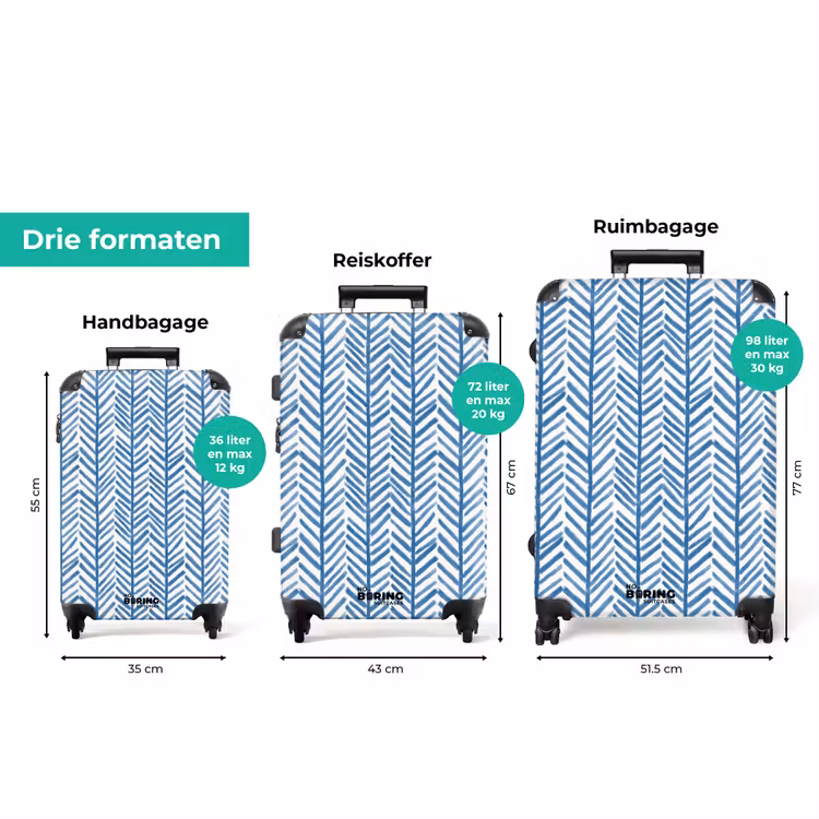 Koffer - Patroon - Streep - Blauw — 8