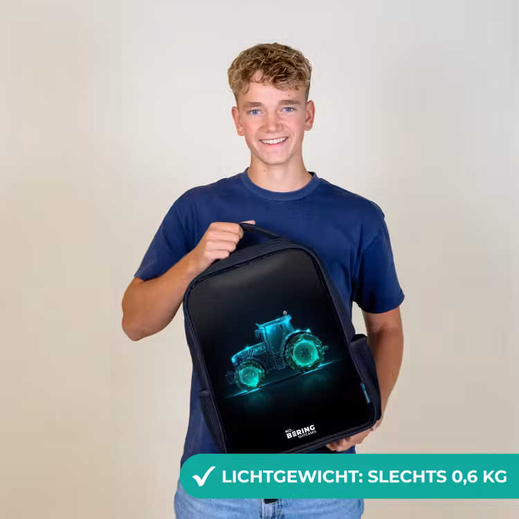 Kinderrugzak - Zwart - Neontractor op zwarte ondergrond — 3