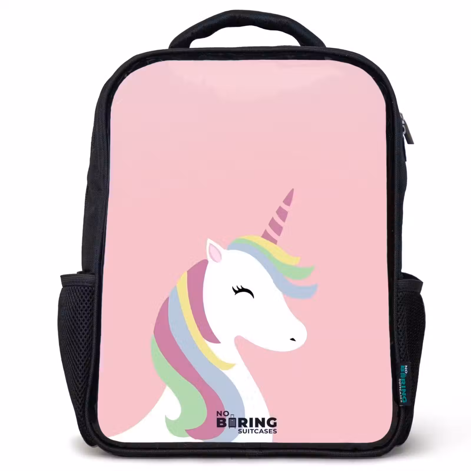 Kinderrugzak - Zwart - Cartoon unicorn met regenboogmanen — 1