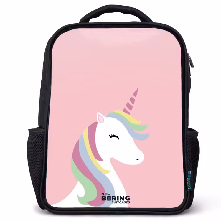 Kinderrugzak - Zwart - Cartoon unicorn met regenboogmanen — 1