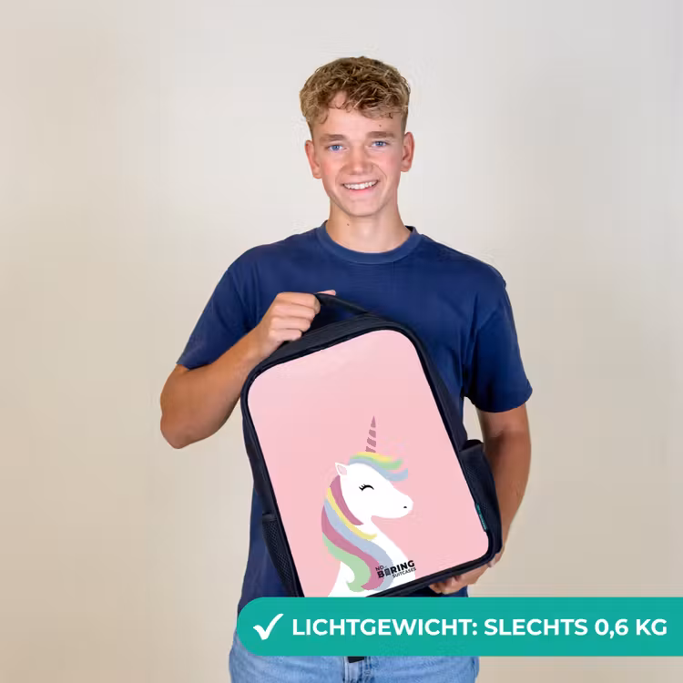 Kinderrugzak - Zwart - Cartoon unicorn met regenboogmanen — 3