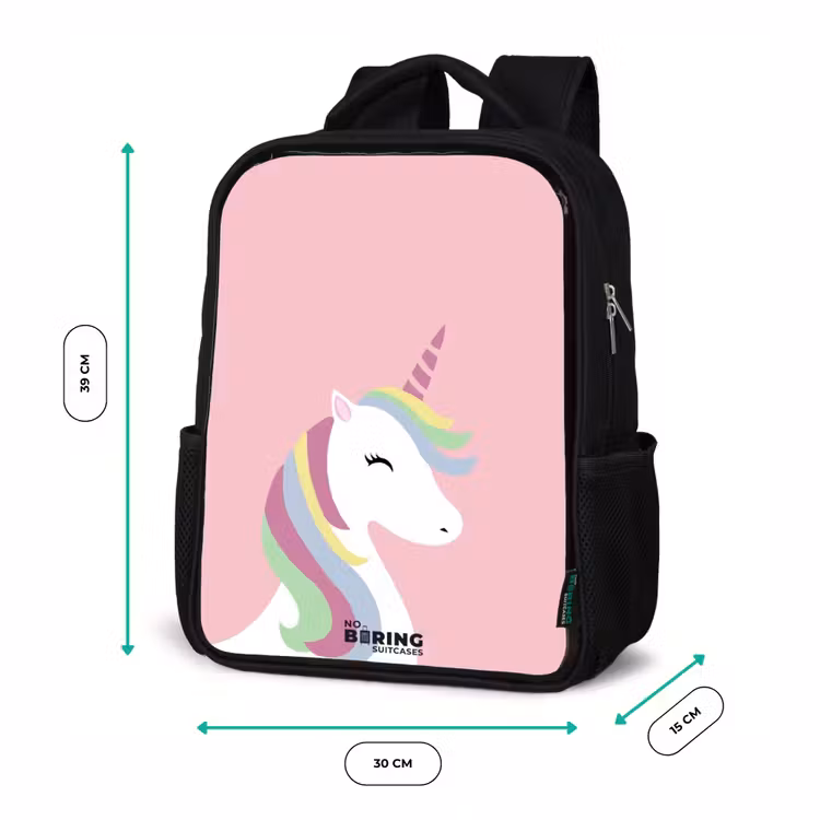 Kinderrugzak - Zwart - Cartoon unicorn met regenboogmanen — 5