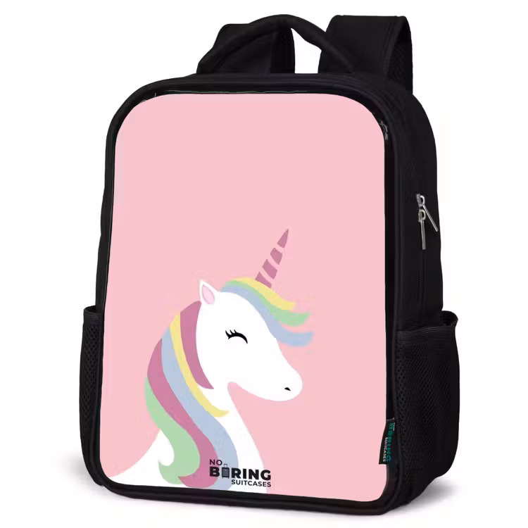 Kinderrugzak - Zwart - Cartoon unicorn met regenboogmanen — 7