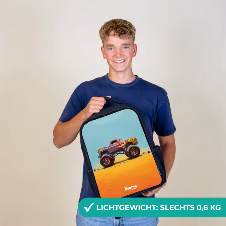 Kinderrugzak - Zwart - Monstertruck met Graffiti Print in het Zand — 3