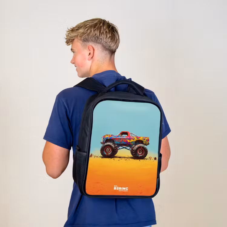 Kinderrugzak - Zwart - Monstertruck met Graffiti Print in het Zand — 6
