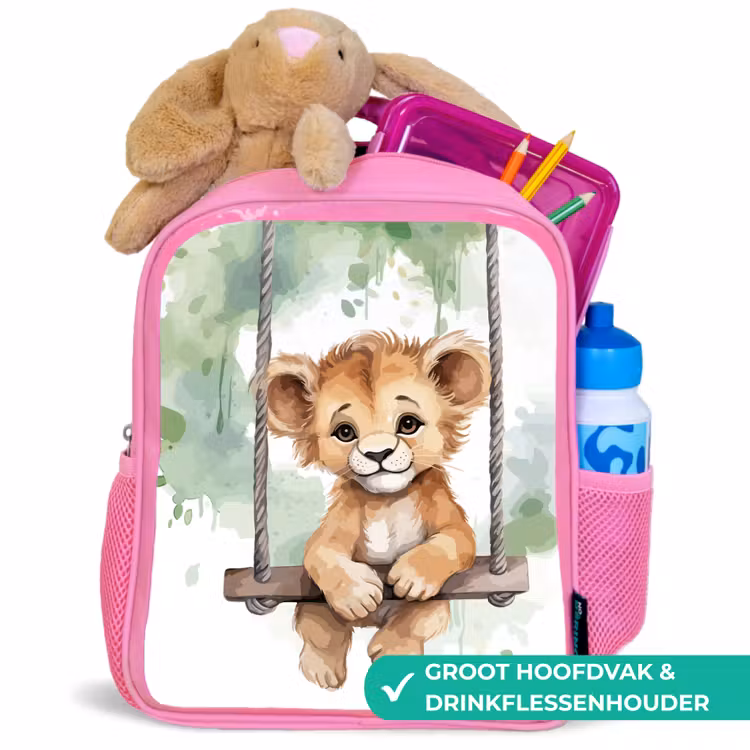 Kinderrugzak - Roze - Leeuw - Dier - Kinderen - Jungle — 2