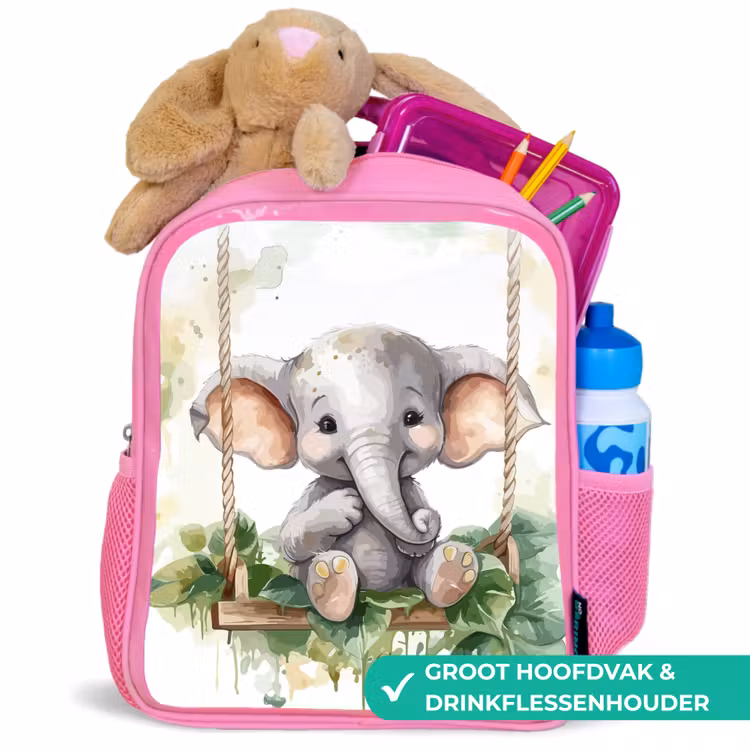 Kinderrugzak - Roze - Olifant - Dier - Kinderen - Jungle — 2