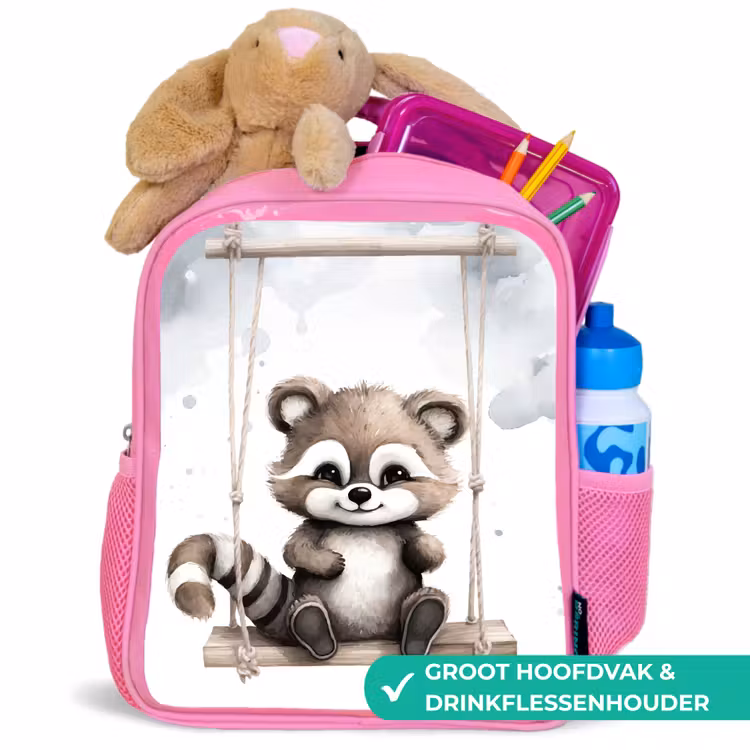 Kinderrugzak - Roze - Wasbeer - Dier - Kinderen — 2