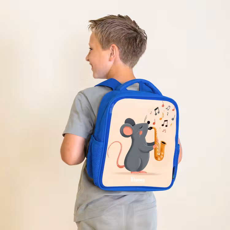 Kinderrugzak - Blauw - Muis - Saxofoon - Muziek — 3