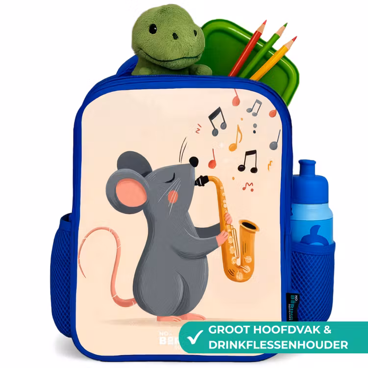 Kinderrugzak - Blauw - Muis - Saxofoon - Muziek — 5