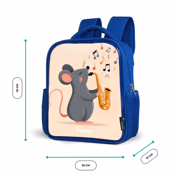 Kinderrugzak - Blauw - Muis - Saxofoon - Muziek — 6