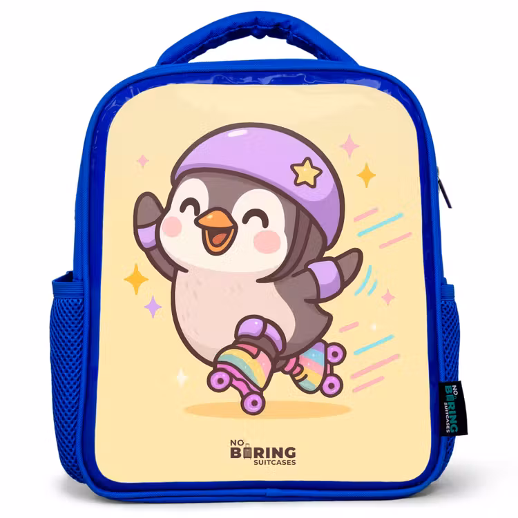 Kinderrugzak - Blauw - Kawai - Pinguin - Rolschaatsen — 1