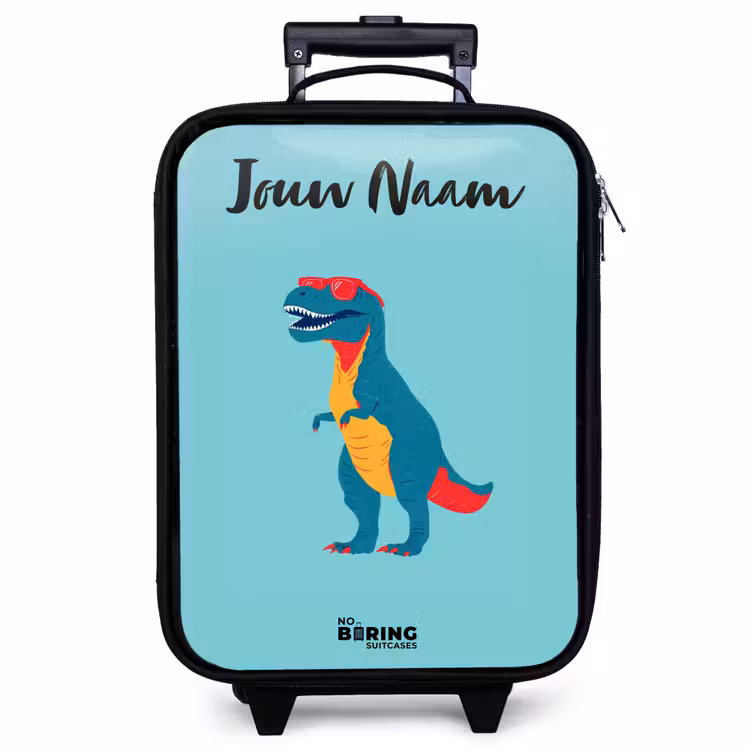 Kinderkoffer met naam - Zwart - Dino - Dier - Zonnebril — 1