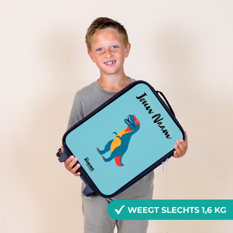Kinderkoffer met naam - Zwart - Dino - Dier - Zonnebril — 2