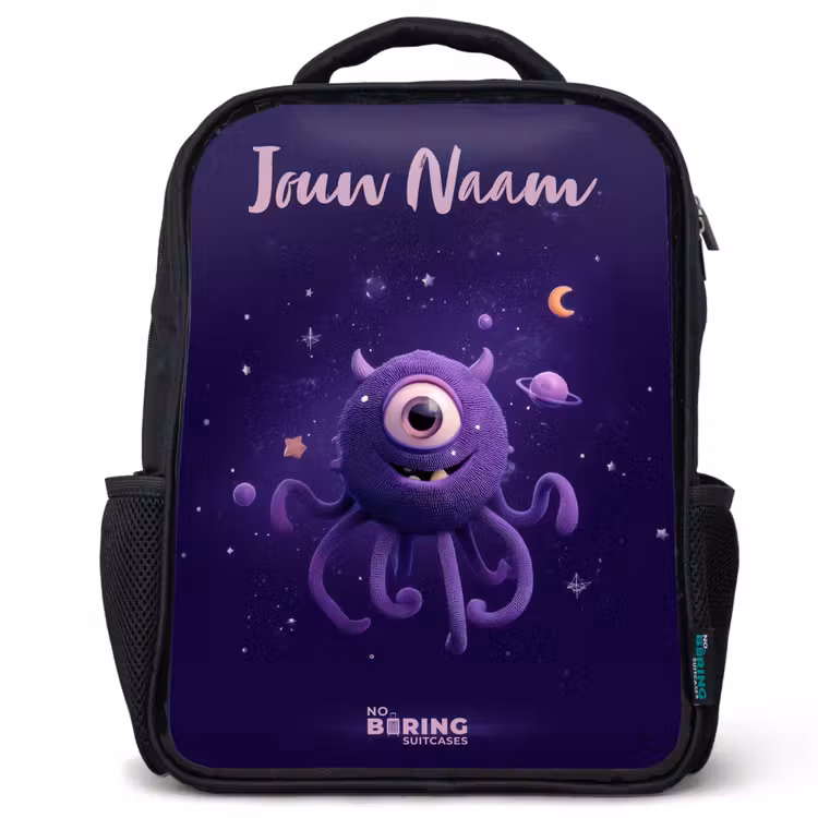 Kinderrugzak met naam - Zwart - Kosmisch tentakelmonster — 1