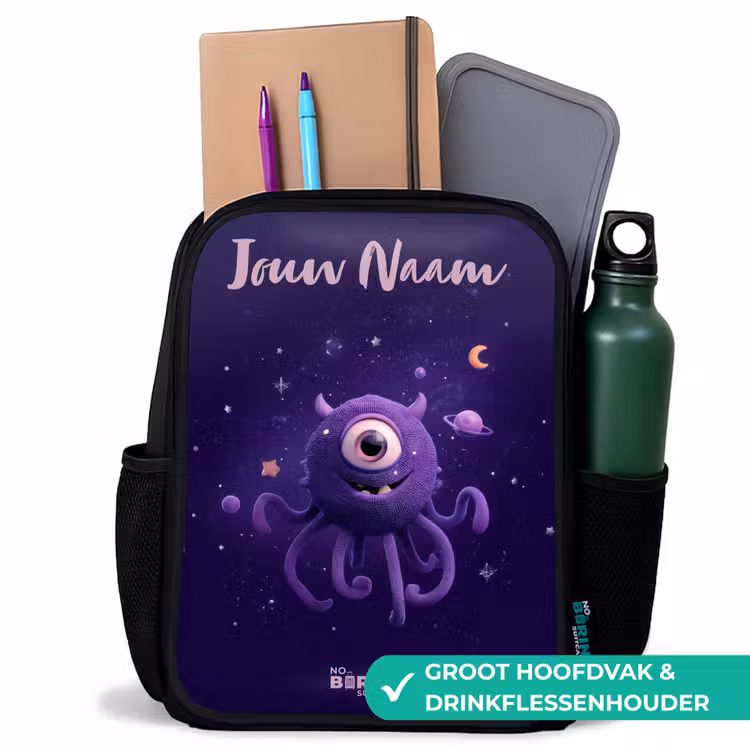 Kinderrugzak met naam - Zwart - Kosmisch tentakelmonster — 4